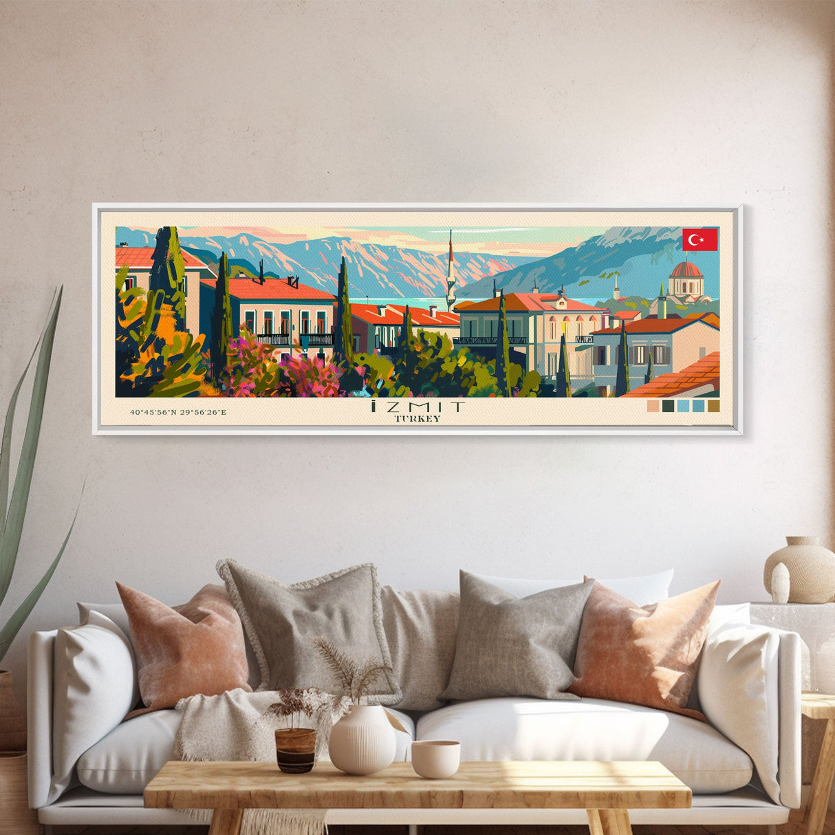 Izmit Turkey Travel Art, City Art, Framed Canvas Print or Metal Wall Art, Europe Travel Poster, Panoramic Wall Art, Extra Wide Wall Art