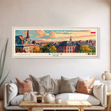 Łódź Poland Art, City Art, Framed Canvas Print or Metal Wall Art, Europe Travel Poster, Panoramic Wall Art, Extra Wide Wall Art