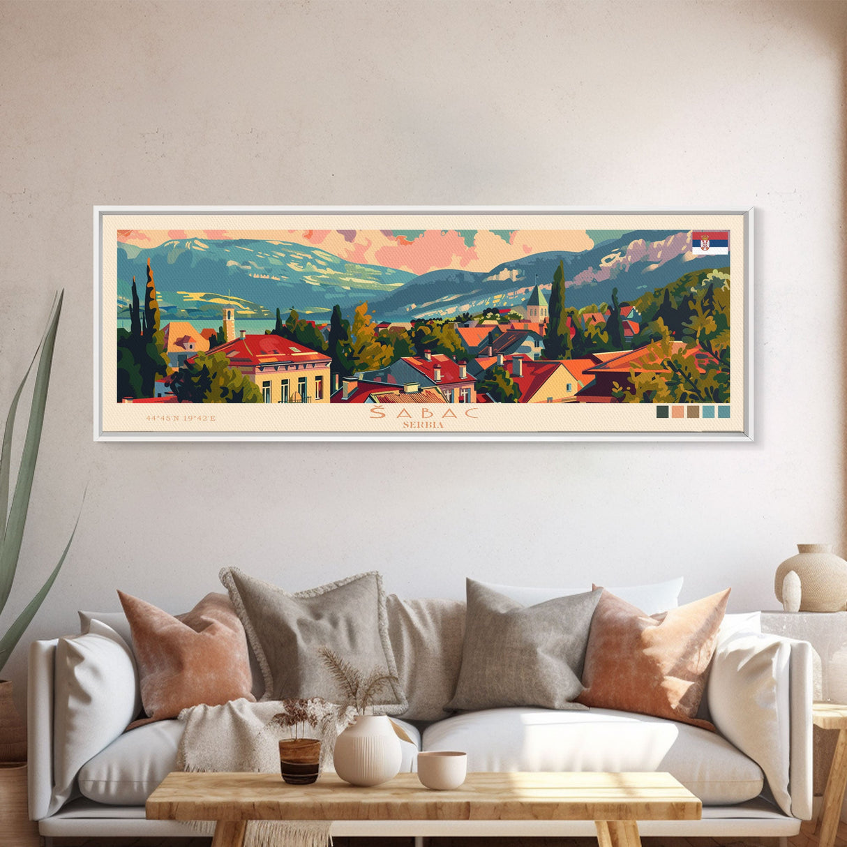 Šabac Serbia Wall Art, Panoramic Travel Poster, Panoramic Framed Canvas Print, City Wall Art, Wall Hanging Home Decor, Travel Art