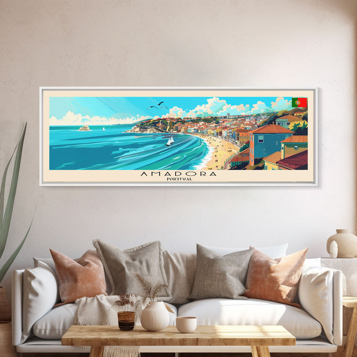 Amadora Portugal Travel Print Wall Art, Panoramic City Art, Travel Art, Wall Decor, Vacation Gift, Framed Canvas Print Or Metal Art