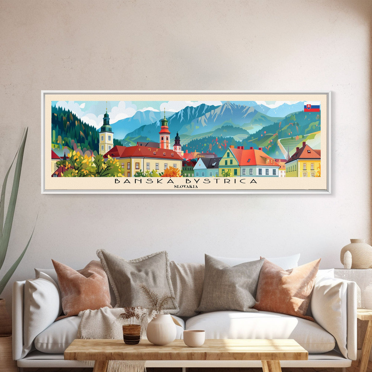 Banska Bystrica Wall Art, Panoramic Travel Poster, Panoramic Framed Canvas Print, City Wall Art, Wall Hanging Home Decor, Travel Art