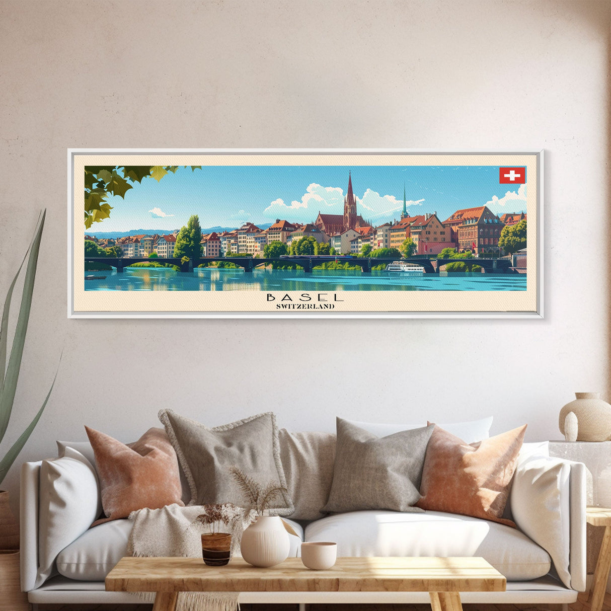 Basel SwitzerlandTravel Art, City Art, Framed Canvas Print or Metal Wall Art, Europe Travel Poster, Panoramic Wall Art, Extra Wide Wall Art