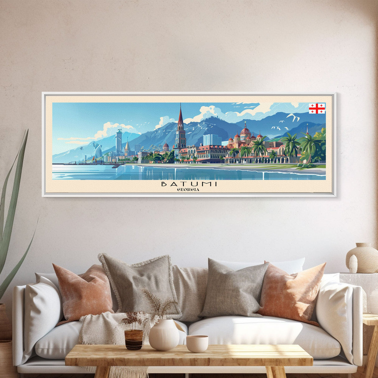 Batumi Georgia Wall Art, Panoramic Travel Poster, Panoramic Framed Canvas Print, City Wall Art, Wall Hanging Home Decor, Travel Art