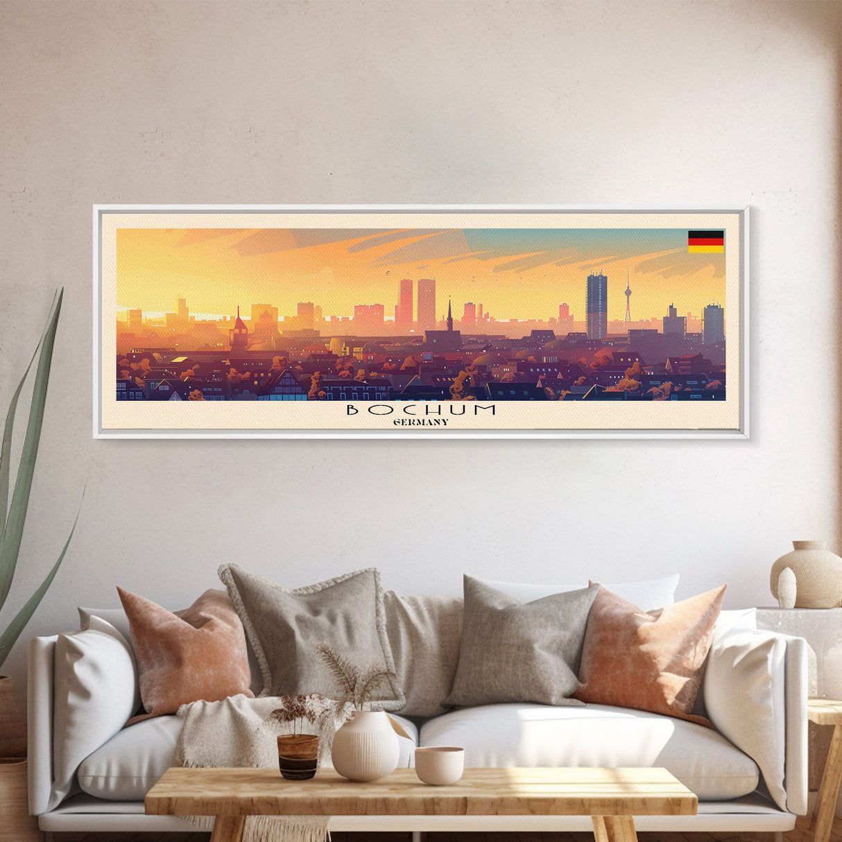 Bochum Germany Panoramic Travel Poster, Framed Canvas Print or Metal Wall Art, Travel Art, Home Decor, Panoramic Painting, Midcentury Art