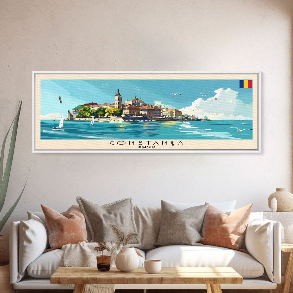 Constana Romania Wall Art, Panoramic Travel Poster, Panoramic Framed Canvas Print, City Wall Art, Wall Hanging Home Decor, Travel Art