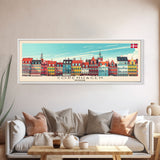 Copenhagen Denmark Travel Print Wall Art, Panoramic City Art, Travel Art, Wall Decor, Vacation Gift, Framed Canvas Print Or Metal Art