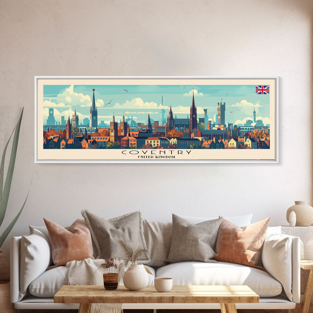 Coventry United Kingdom Wall Art, Panoramic Travel Poster, Panoramic Framed Canvas Print, City Wall Art, Wall Hanging Home Decor, Travel Art