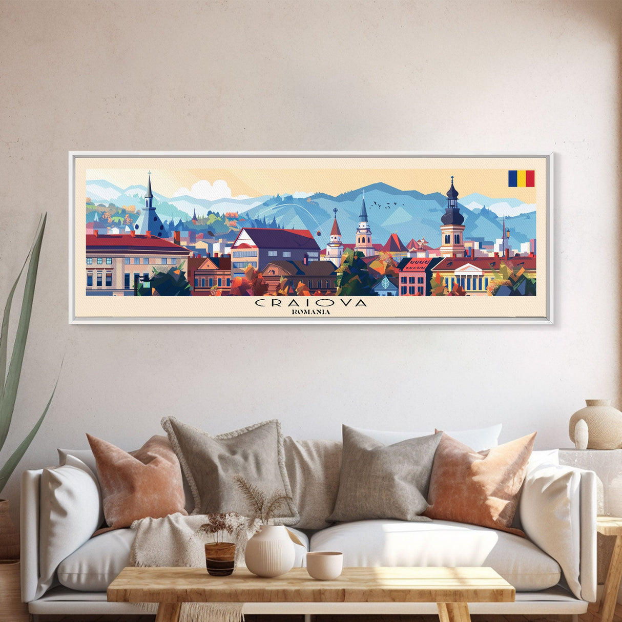 Craiova Romania Travel Print Wall Art, Panoramic City Art, Travel Art, Wall Decor, Vacation Gift, Framed Canvas Print Or Metal Art