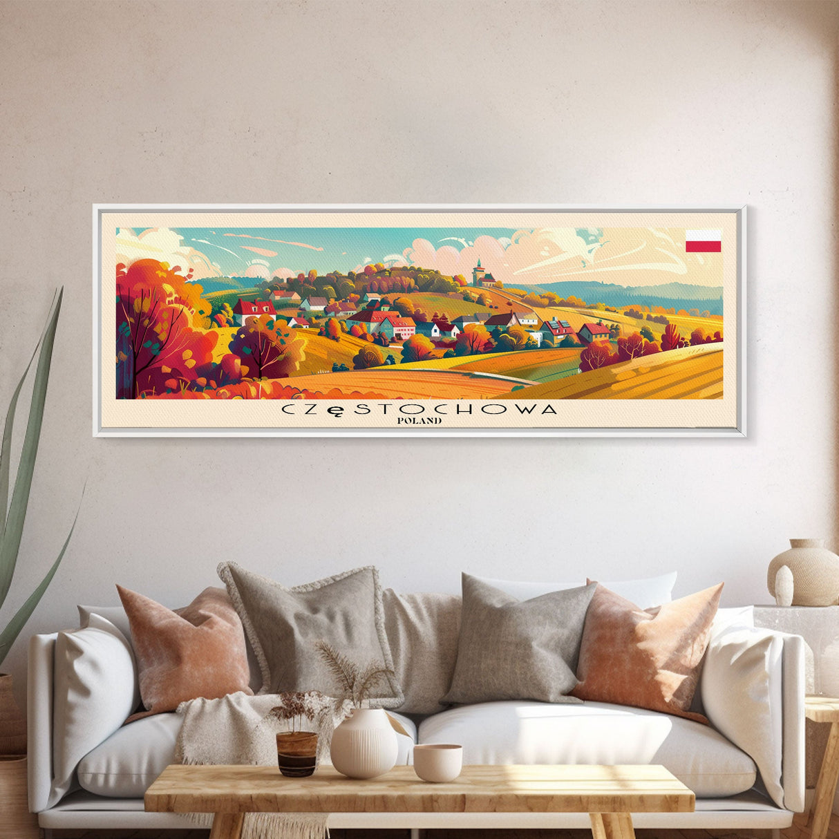 Czestochowa Poland Travel Art, City Art, Framed Canvas Print or Metal Wall Art, Europe Travel Poster, Panoramic Wall Art, Extra Wide Wall Art