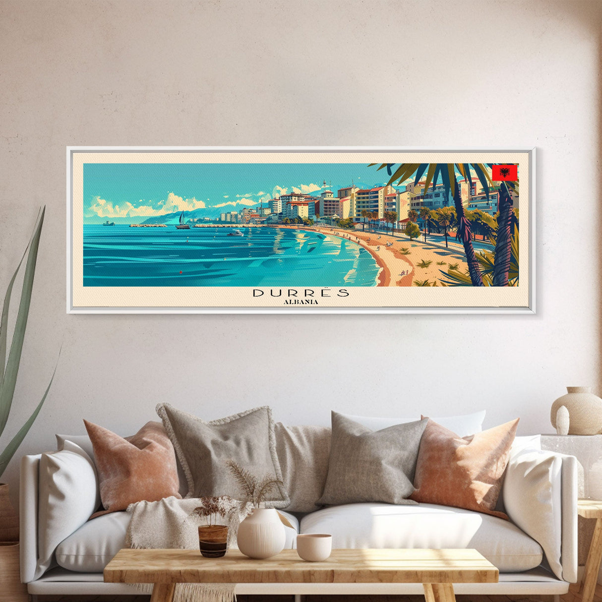 Durres Albania Travel Print Wall Art, Panoramic City Art, Travel Art, Wall Decor, Vacation Gift, Framed Canvas Print Or Metal Art