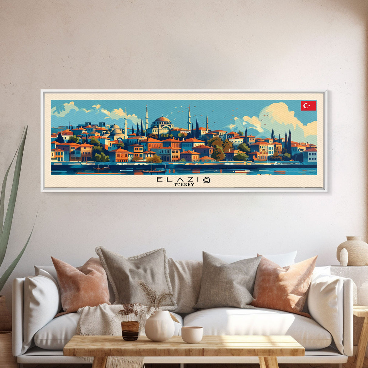 Elazig Turkey Wall Art, Panoramic Travel Poster, Panoramic Framed Canvas Print, City Wall Art, Wall Hanging Home Decor, Travel Art