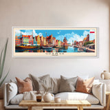 Gdansk Poland Travel Print Wall Art, Panoramic City Art, Travel Art, Wall Decor, Vacation Gift, Framed Canvas Print Or Metal Art