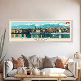 Geneva Switzerland Wall Art, Panoramic Travel Poster, Panoramic Framed Canvas Print, City Wall Art, Wall Hanging Home Decor, Travel Art