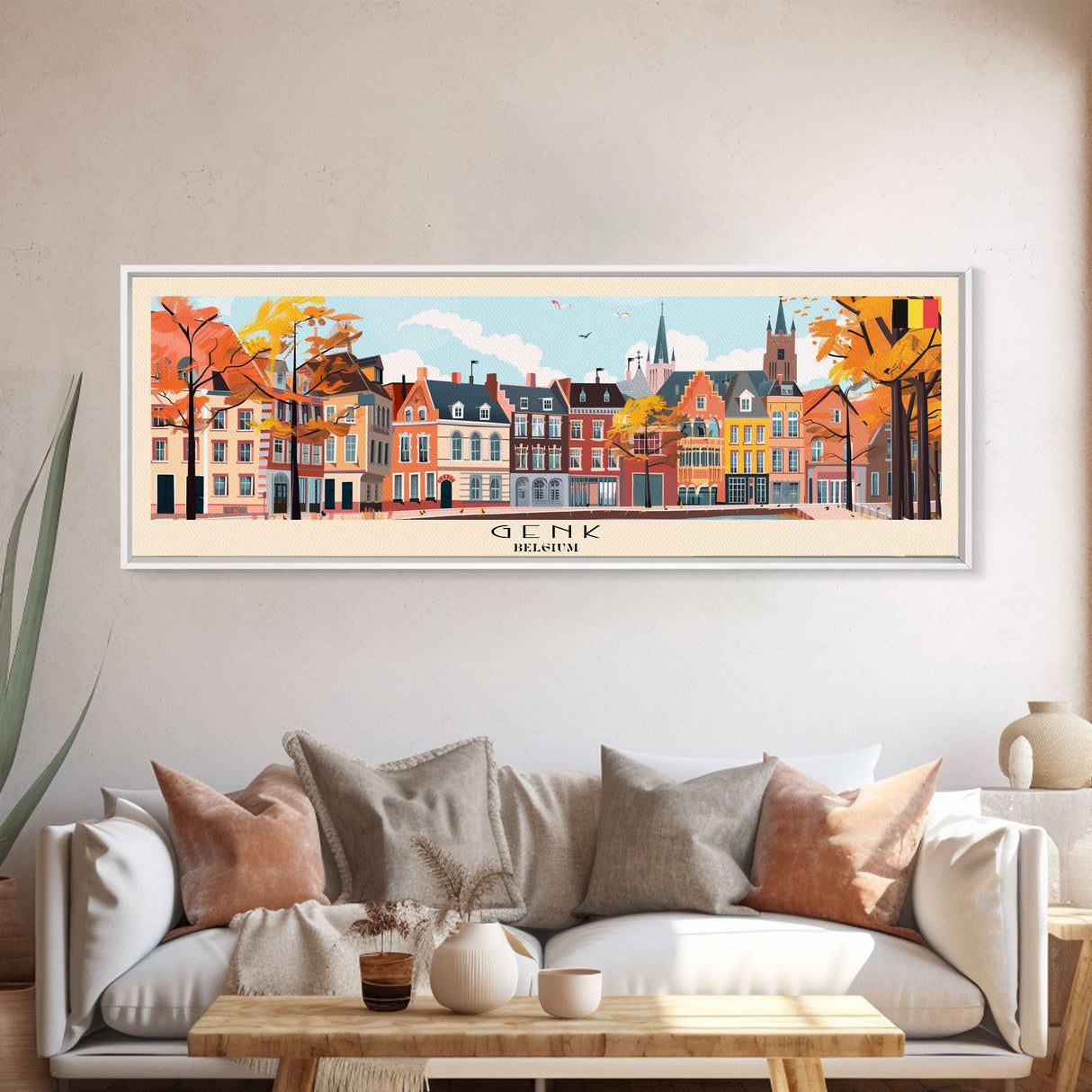 Genk Belgium Travel Print Wall Art, Panoramic City Art, Travel Art, Wall Decor, Vacation Gift, Framed Canvas Print Or Metal Art