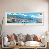 Genoa Italy Travel Art, City Art, Framed Canvas Print or Metal Wall Art, Europe Travel Poster, Panoramic Wall Art, Extra Wide Wall Art