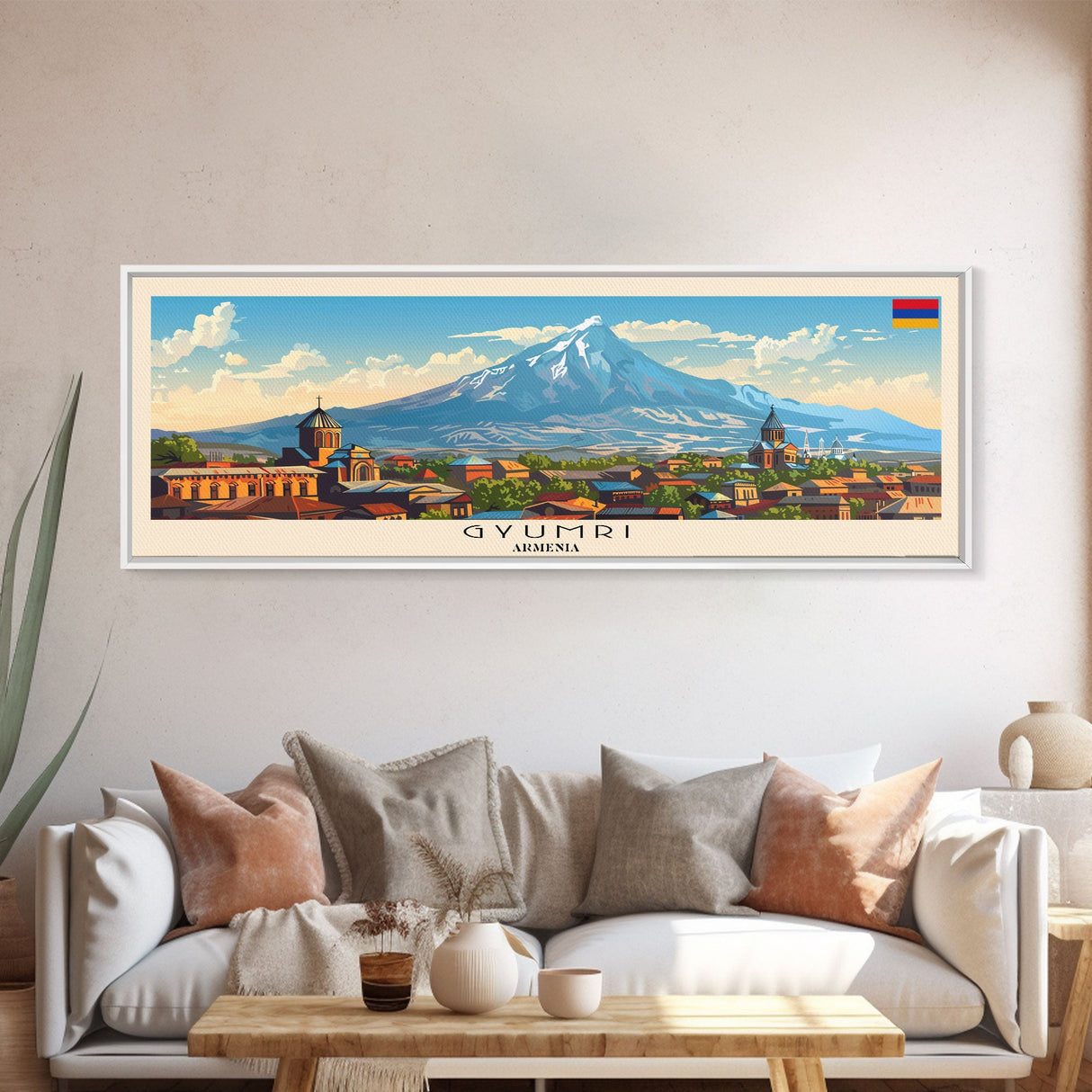 Gyumri Armenia Travel Print Wall Art, Panoramic City Art, Travel Art, Wall Decor, Vacation Gift, Framed Canvas Print Or Metal Art