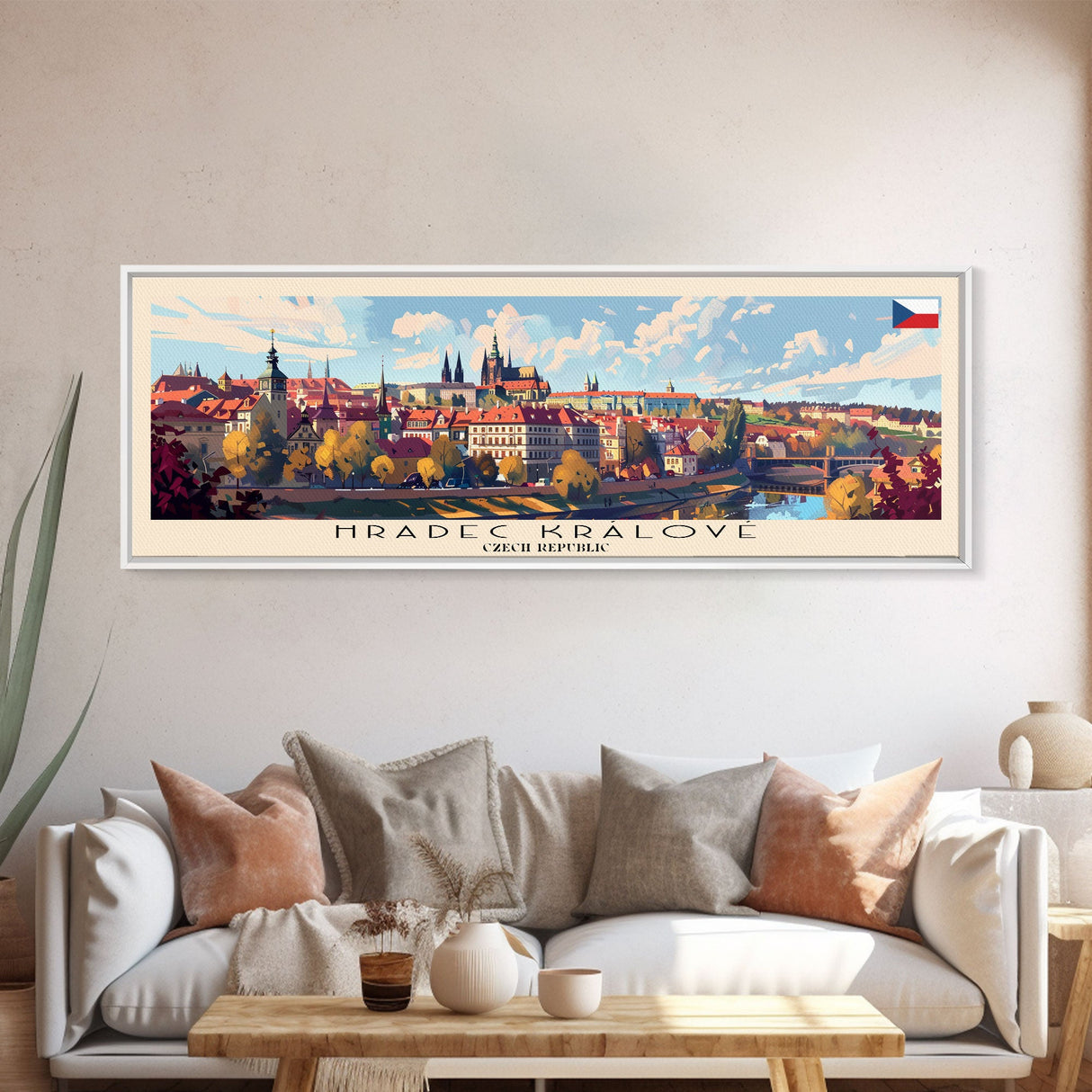 Hradec Czech Republic Travel Art, City Art, Framed Canvas Print or Metal Wall Art, Europe Travel Poster, Panoramic Wall Art, Extra Wide Wall Art