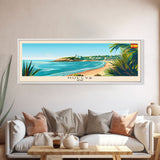 Huelva Spain Panoramic Travel Poster, Framed Canvas Print or Metal Wall Art, Travel Art, Home Decor, Panoramic Painting, Midcentury Art