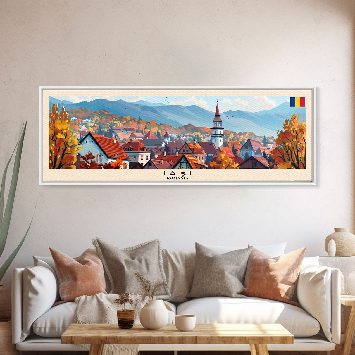 Lasi Romania Wall Art, Panoramic Travel Poster, Panoramic Framed Canvas Print, City Wall Art, Wall Hanging Home Decor, Travel Art