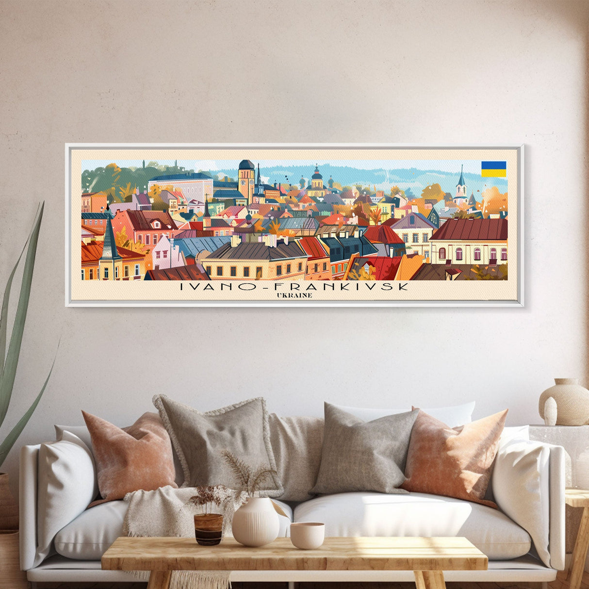 Ivano Frankivsk Travel Art, City Art, Framed Canvas Print or Metal Wall Art, Europe Travel Poster, Panoramic Wall Art, Extra Wide Wall Art