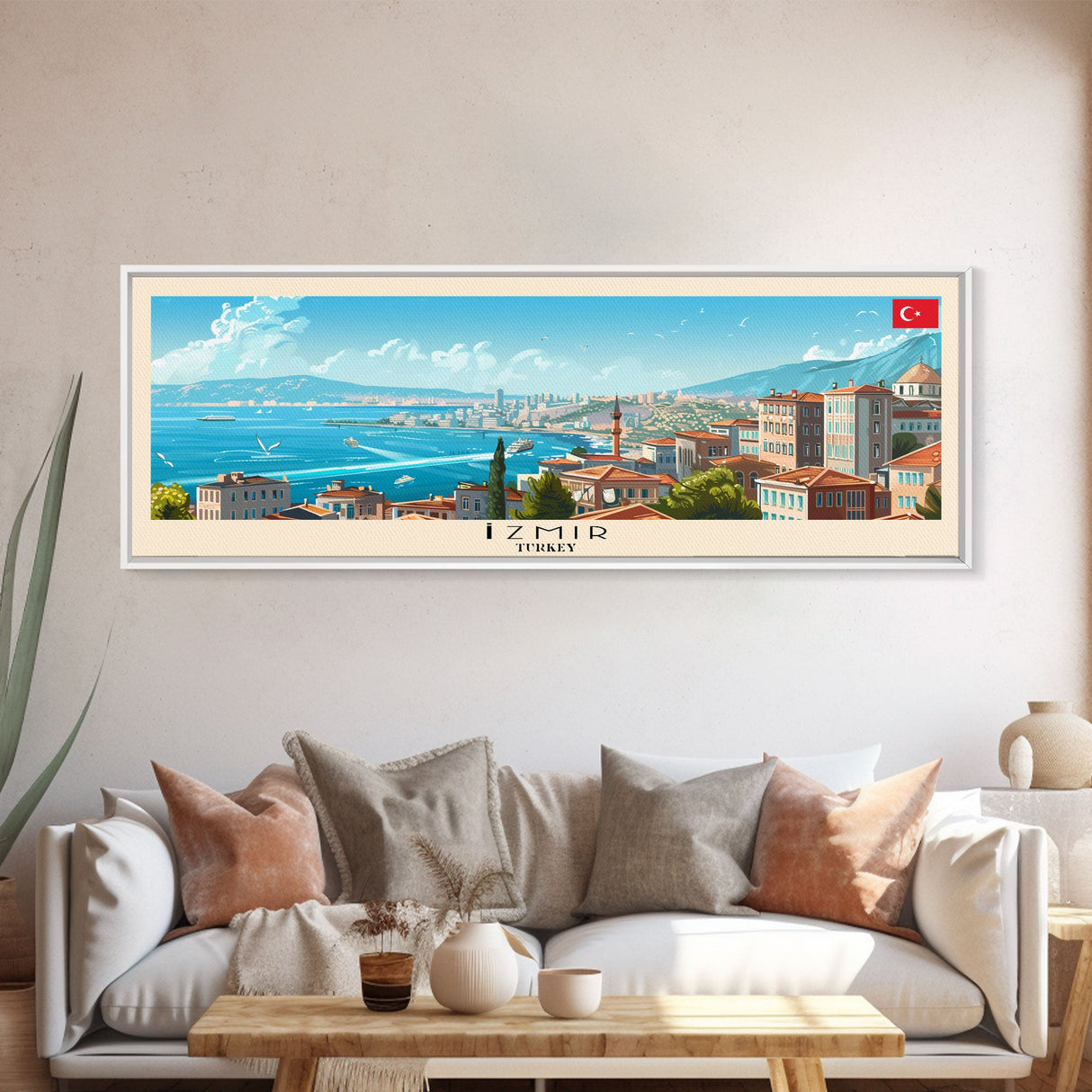 Izmir Turkey Travel Print Wall Art, Panoramic City Art, Travel Art, Wall Decor, Vacation Gift, Framed Canvas Print Or Metal Art