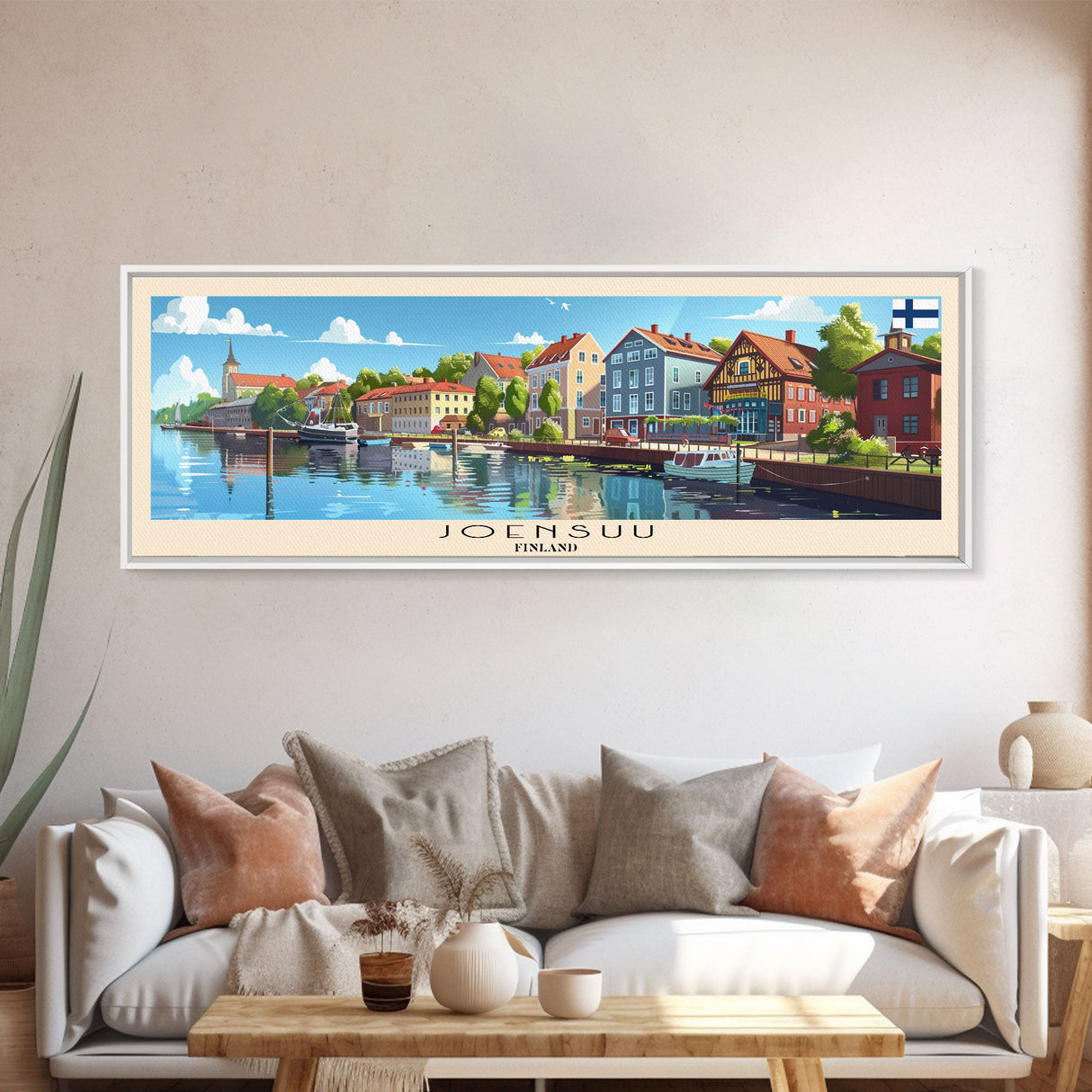 Joensuu Finland Wall Art, Panoramic Travel Poster, Panoramic Framed Canvas Print, City Wall Art, Wall Hanging Home Decor, Travel Art