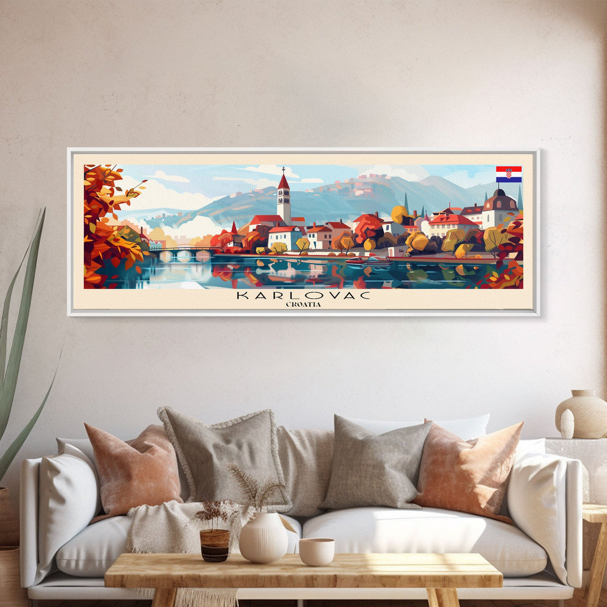 Karlovac Croatia Travel Art, City Art, Framed Canvas Print or Metal Wall Art, Europe Travel Poster, Panoramic Wall Art, Extra Wide Wall Art