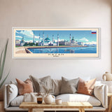 Kazan Russia Panoramic Travel Poster, Framed Canvas Print or Metal Wall Art, Travel Art, Home Decor, Panoramic Painting, Midcentury Art