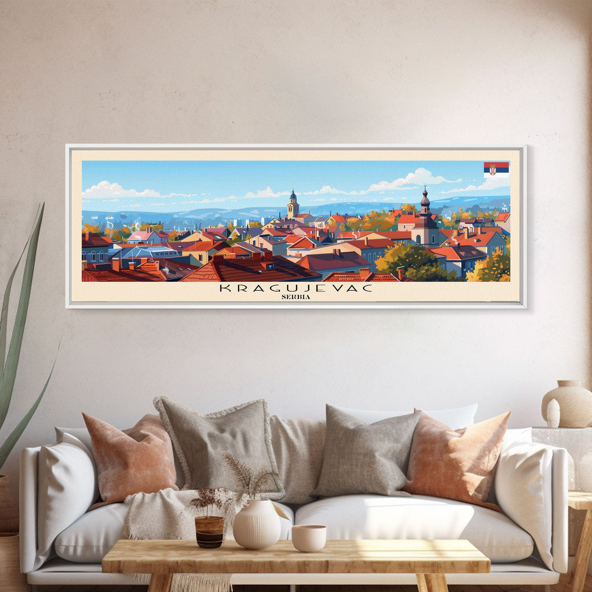 Kragujevac Serbia Travel Print Wall Art, Panoramic City Art, Travel Art, Wall Decor, Vacation Gift, Framed Canvas Print Or Metal Art