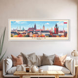 Krakow Poland Travel Art, City Art, Framed Canvas Print or Metal Wall Art, Europe Travel Poster, Panoramic Wall Art, Extra Wide Wall Art