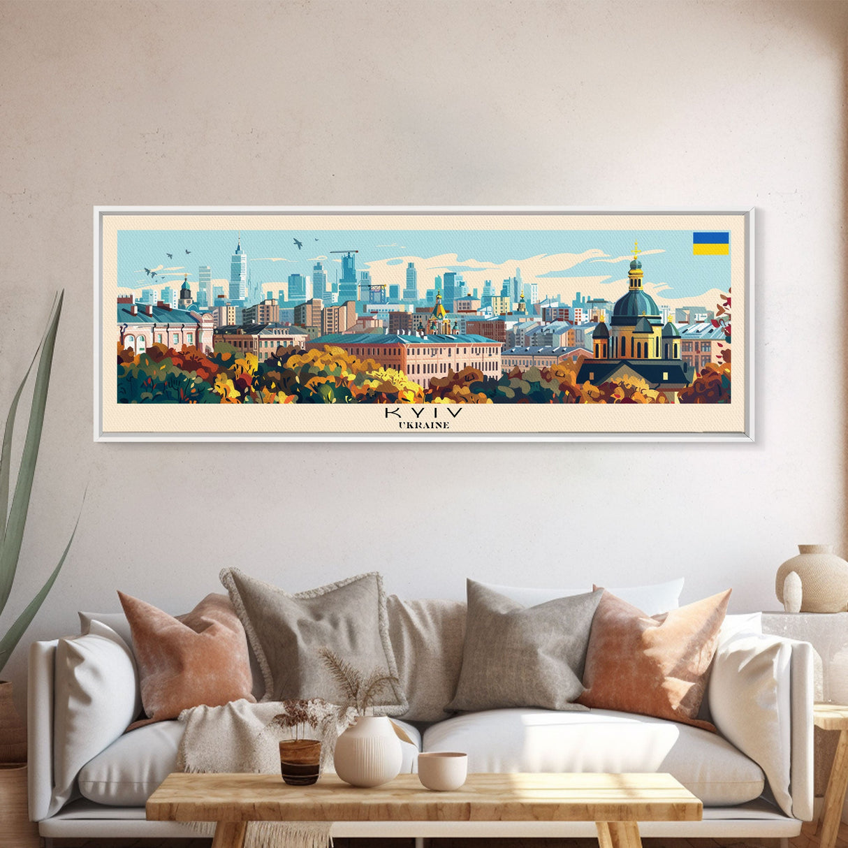 Kyiv Ukraine Wall Art, Panoramic Travel Poster, Panoramic Framed Canvas Print, City Wall Art, Wall Hanging Home Decor, Travel Art