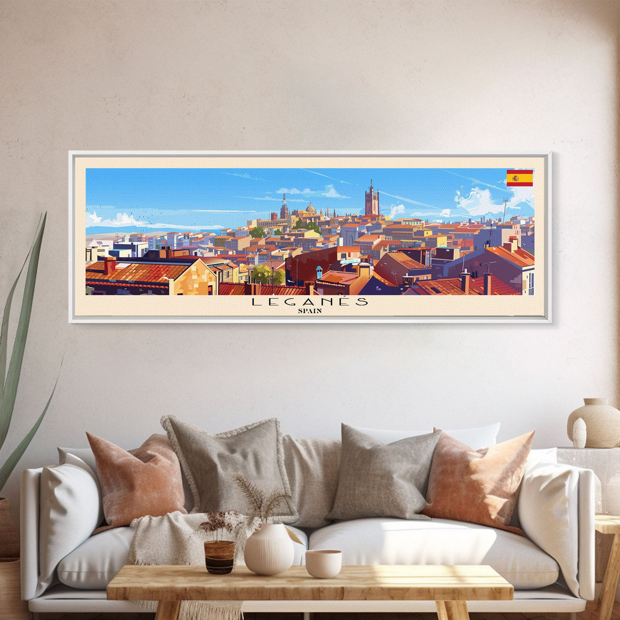 Leganes Spain Travel Print Wall Art, Panoramic City Art, Travel Art, Wall Decor, Vacation Gift, Framed Canvas Print Or Metal Art