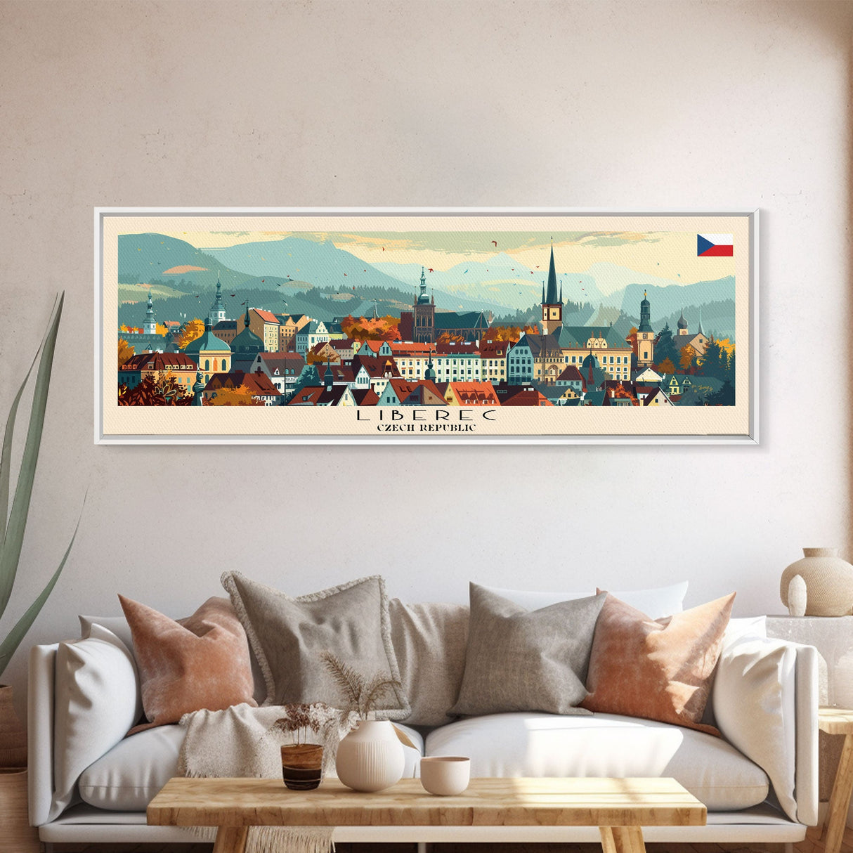 Liberec Czech Republic Travel Art, City Art, Framed Canvas Print or Metal Wall Art, Europe Travel Poster, Panoramic Wall Art, Extra Wide Wall Art