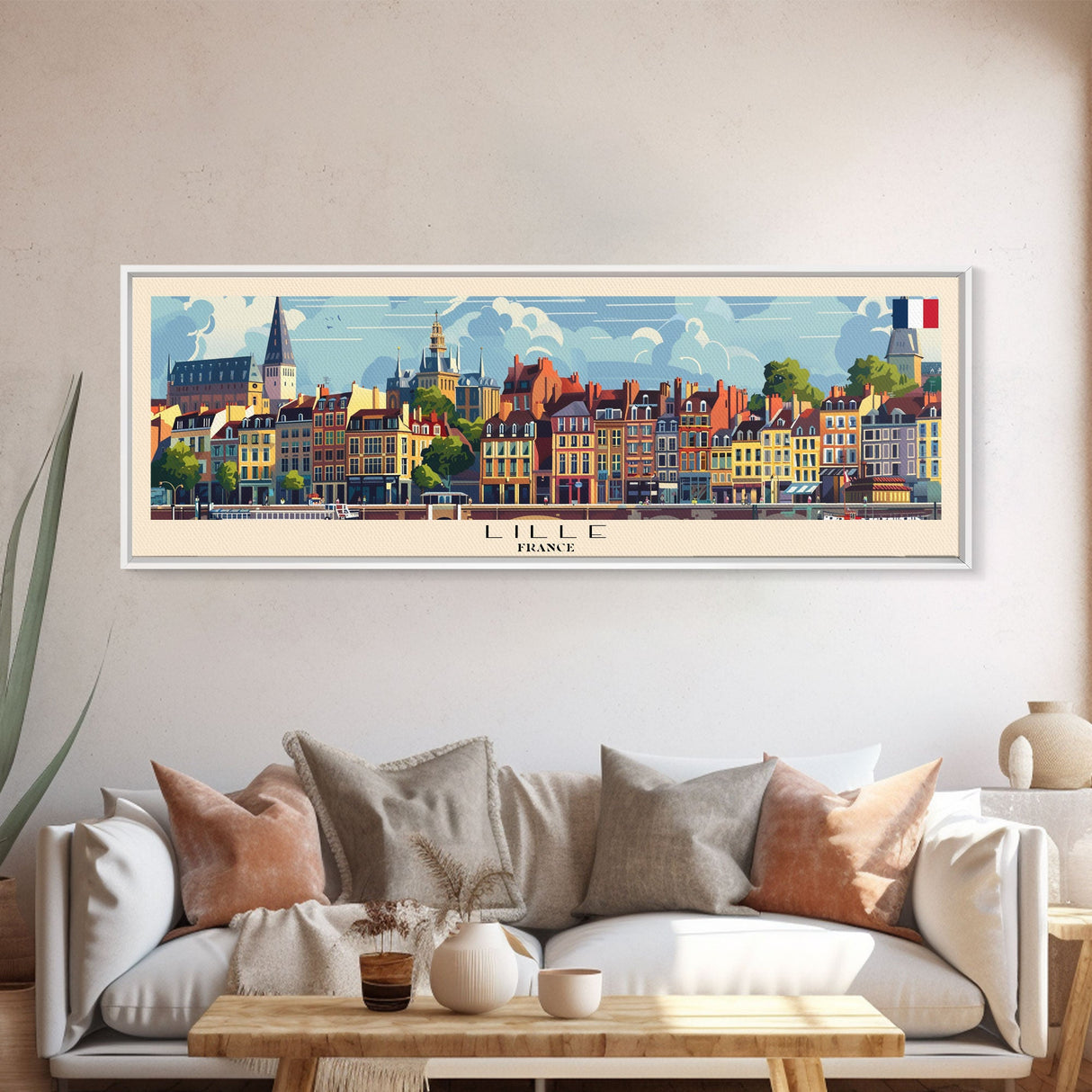 Lille France Wall Art, Panoramic Travel Poster, Panoramic Framed Canvas Print, City Wall Art, Wall Hanging Home Decor, Travel Art