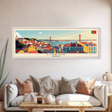 Lisbon Portugal Travel Print Wall Art, Panoramic City Art, Travel Art, Wall Decor, Vacation Gift, Framed Canvas Print Or Metal Art