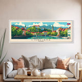 Ljubljana Slovenia Wall Art, Panoramic Travel Poster, Panoramic Framed Canvas Print, City Wall Art, Wall Hanging Home Decor, Travel Art