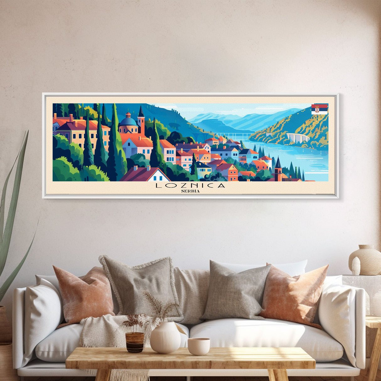 Loznica Serbia Wall Art, Panoramic Travel Poster, Panoramic Framed Canvas Print, City Wall Art, Wall Hanging Home Decor, Travel Art