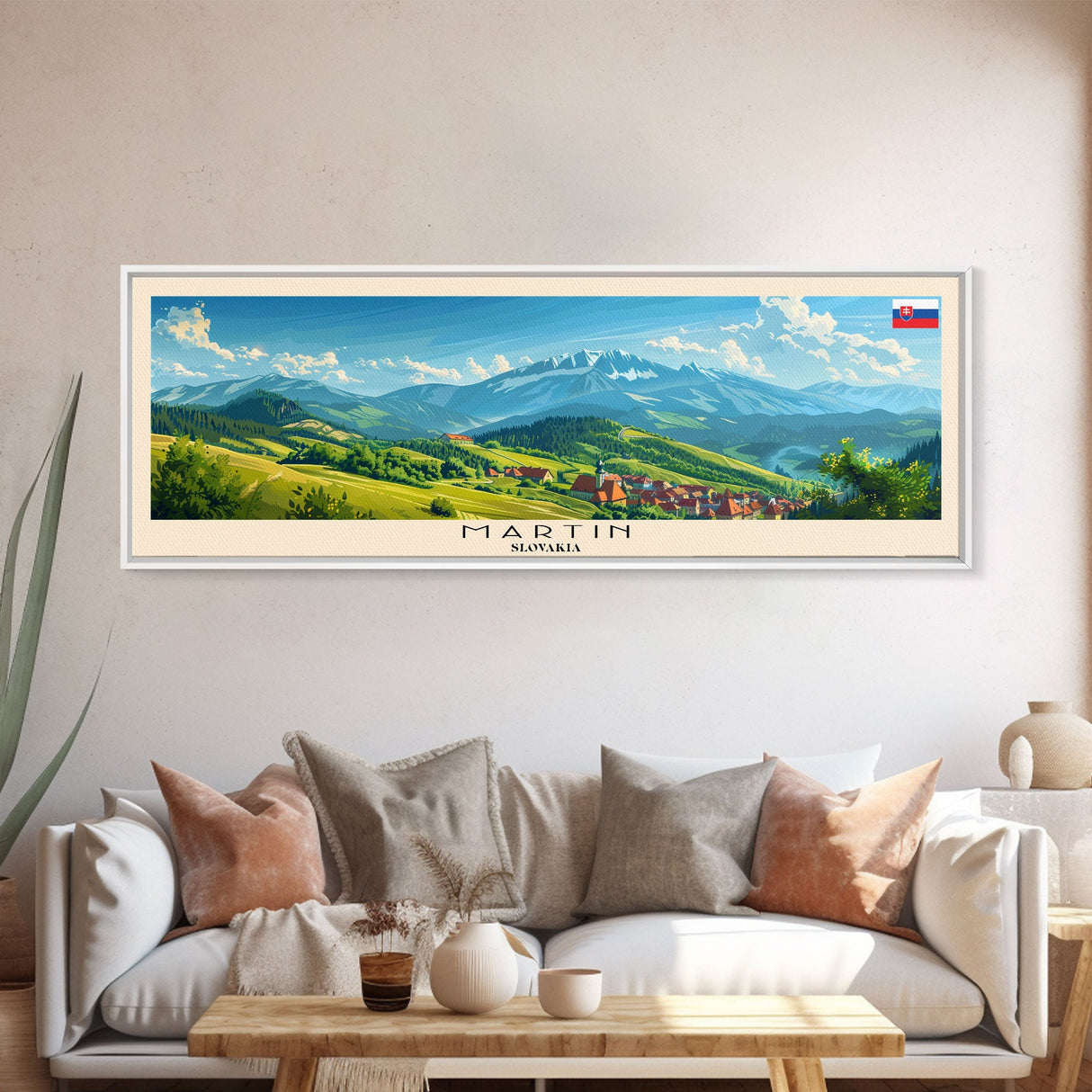 Martin Slovakia Travel Art, City Art, Framed Canvas Print or Metal Wall Art, Europe Travel Poster, Panoramic Wall Art, Extra Wide Wall Art