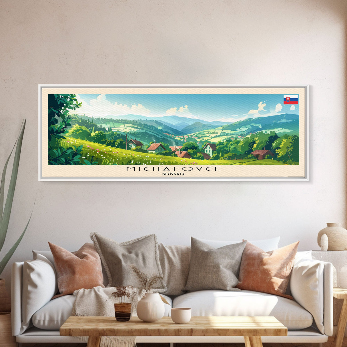 Michalovce Slovakia Travel Art, City Art, Framed Canvas Print or Metal Wall Art, Europe Travel Poster, Panoramic Wall Art, Extra Wide Wall Art