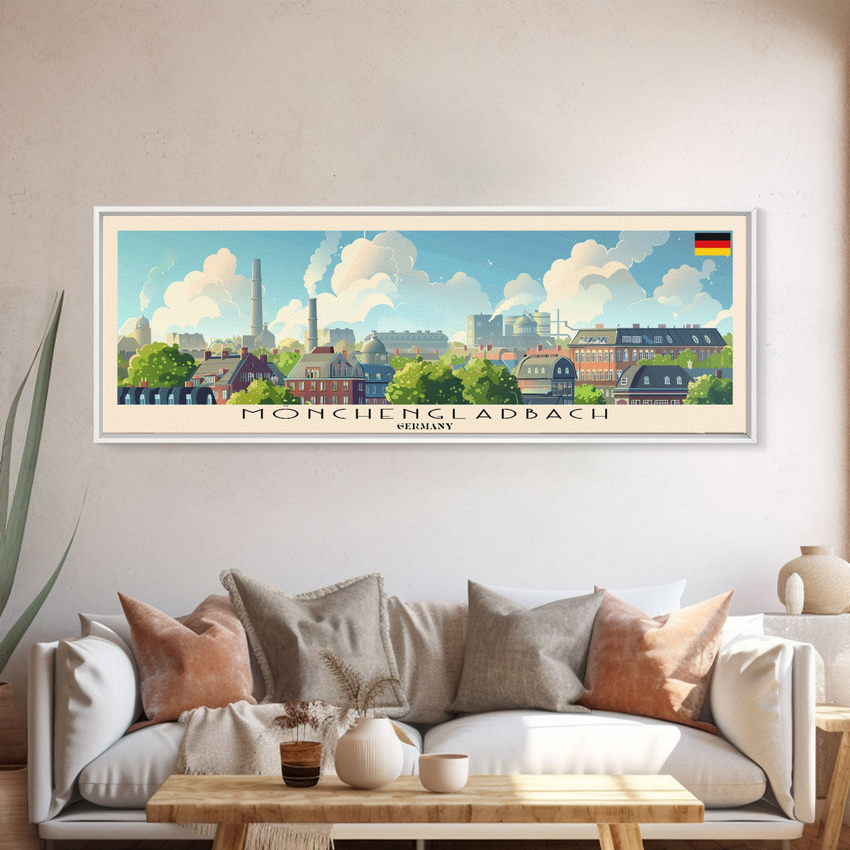 Monchengladbach Germany Travel Art, City Art, Framed Canvas Print or Metal Wall Art, Europe Travel Poster, Panoramic Wall Art, Extra Wide Wall Art