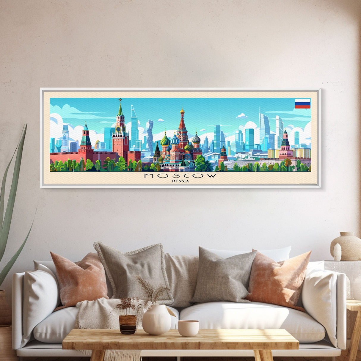 Moscow Russia Travel Print Wall Art, Panoramic City Art, Travel Art, Wall Decor, Vacation Gift, Framed Canvas Print Or Metal Art