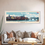 Nijmegen Netherlands Panoramic Travel Poster, Framed Canvas Print or Metal Wall Art, Travel Art, Home Decor, Panoramic Painting, Midcentury Art