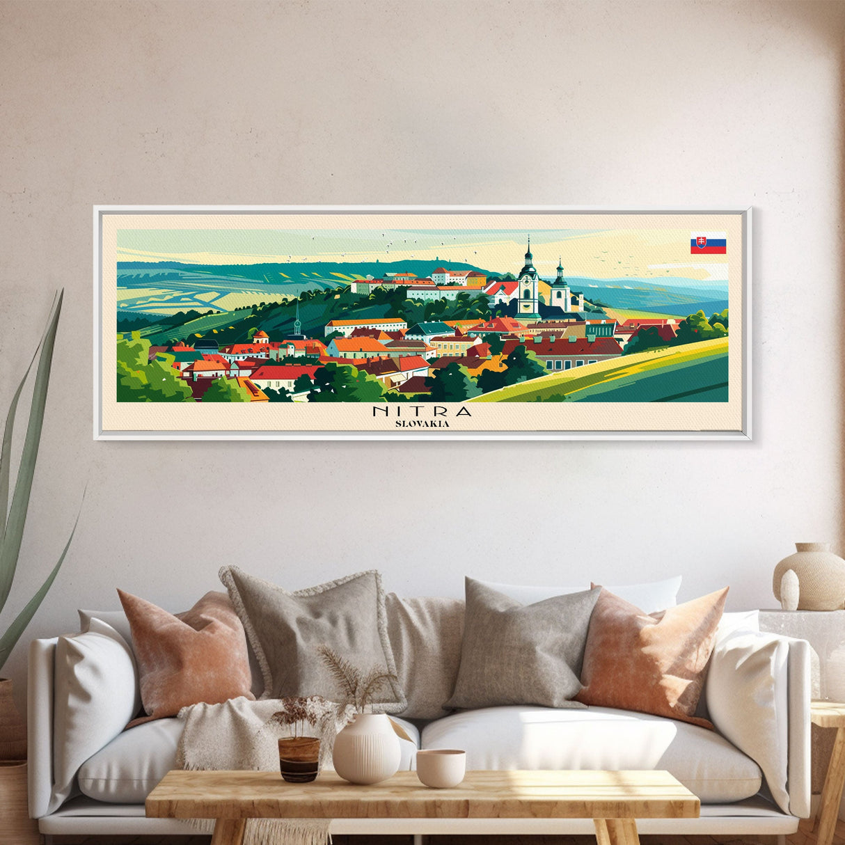 Nitra Slovakia Wall Art, Panoramic Travel Poster, Panoramic Framed Canvas Print, City Wall Art, Wall Hanging Home Decor, Travel Art