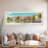 Norwich United Kingdom Panoramic Travel Poster, Framed Canvas Print or Metal Wall Art, Travel Art, Home Decor, Panoramic Painting, Midcentury Art