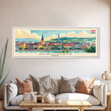 Nyiregyhaza Hungary Panoramic Travel Poster, Framed Canvas Print or Metal Wall Art, Travel Art, Home Decor, Panoramic Painting, Midcentury Art