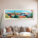 Odense Denmark Wall Art, Panoramic Travel Poster, Panoramic Framed Canvas Print, City Wall Art, Wall Hanging Home Decor, Travel Art