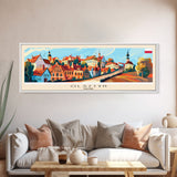 Olsztyn Poland Panoramic Travel Poster, Framed Canvas Print or Metal Wall Art, Travel Art, Home Decor, Panoramic Painting, Midcentury Art