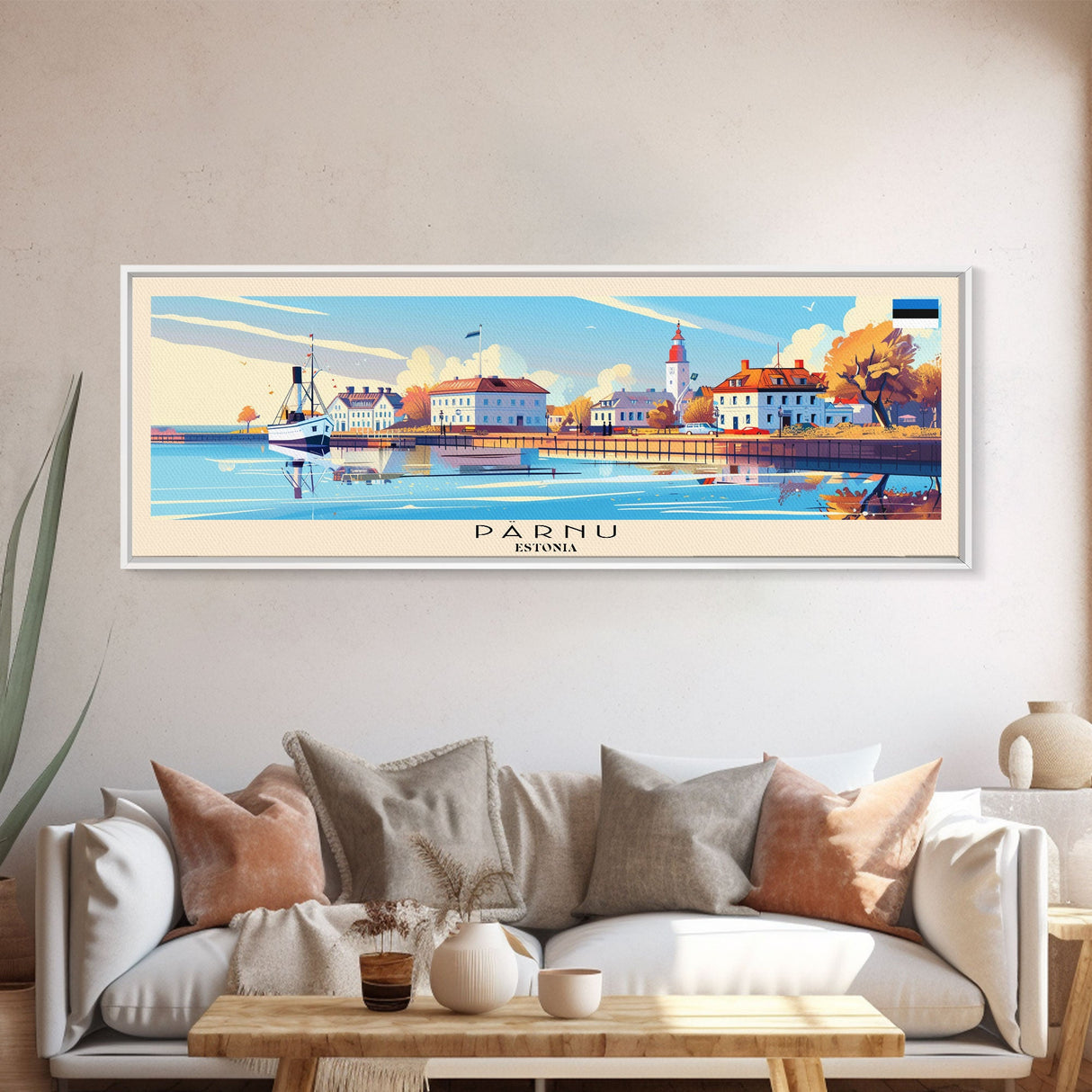 Parnu Estonia Travel Print Wall Art, Panoramic City Art, Travel Art, Wall Decor, Vacation Gift, Framed Canvas Print Or Metal Art