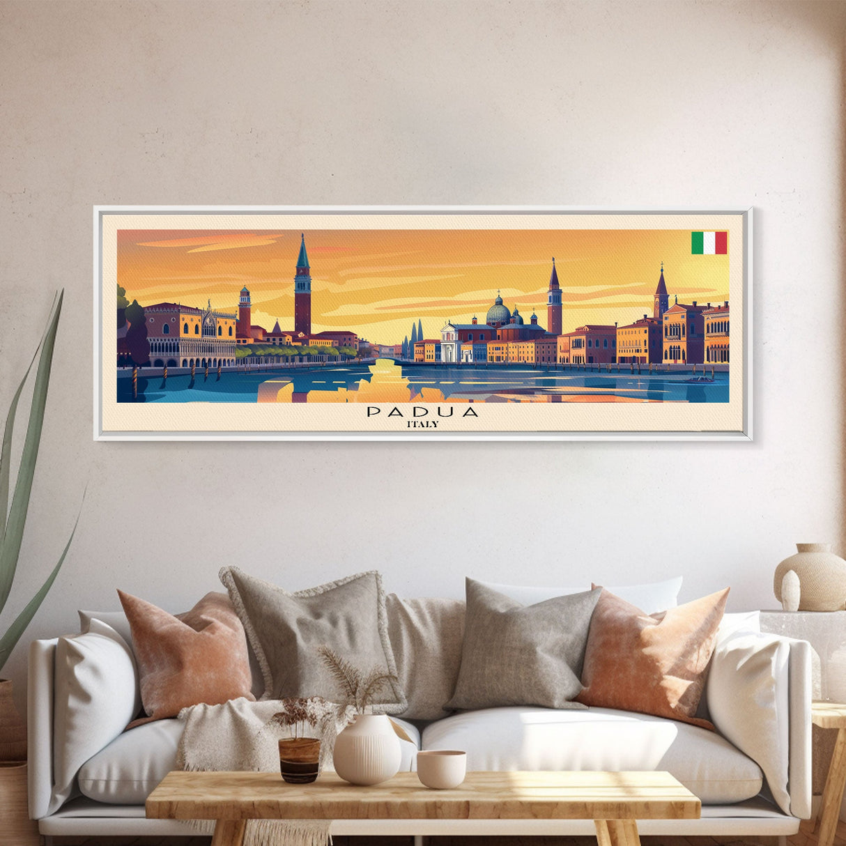 Padua Italy Wall Art, Panoramic Travel Poster, Panoramic Framed Canvas Print, City Wall Art, Wall Hanging Home Decor, Travel Art