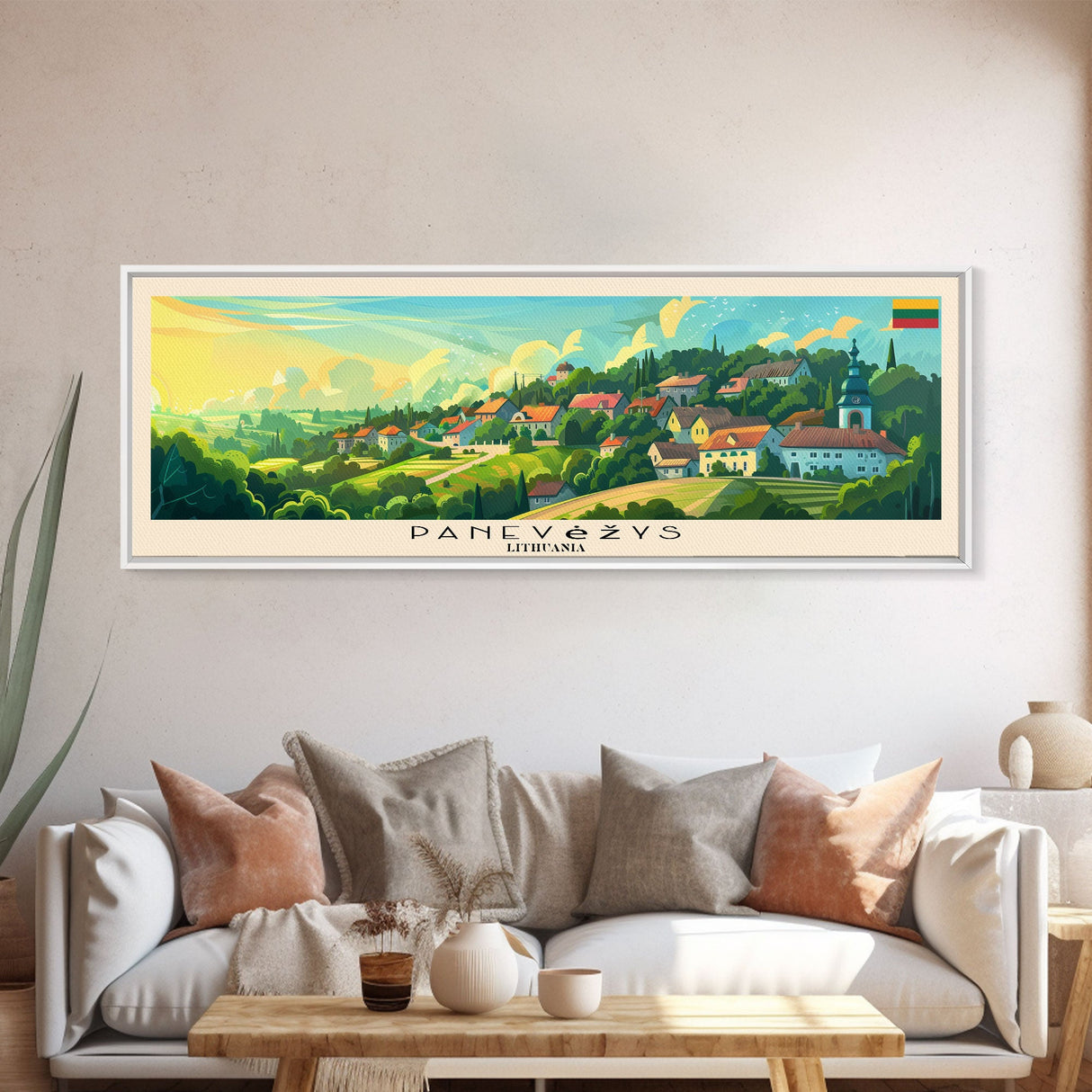 Panevys Lithuania Travel Print Wall Art, Panoramic City Art, Travel Art, Wall Decor, Vacation Gift, Framed Canvas Print Or Metal Art